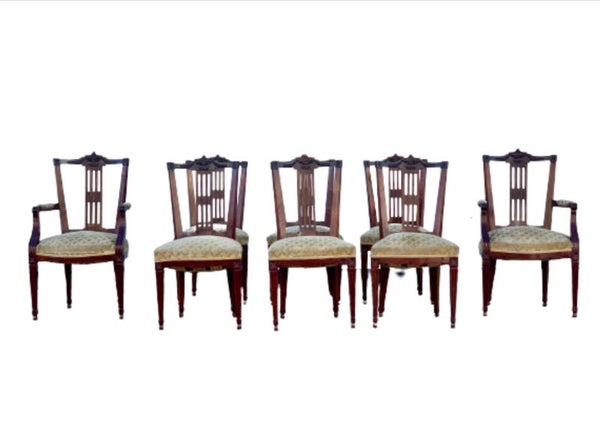 Set Van Acht Antieke Mahoniehouten Eetkamerstoelen | Online-Antiques-Shop
