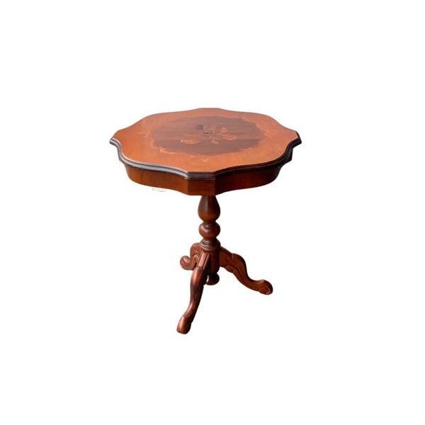 Mahonie Bijzettafel | Geschulpt Ingelegd Tafelblad