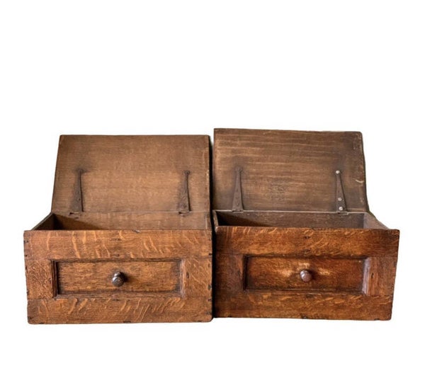 Antieke Eikenhouten Klep Kisten (2)