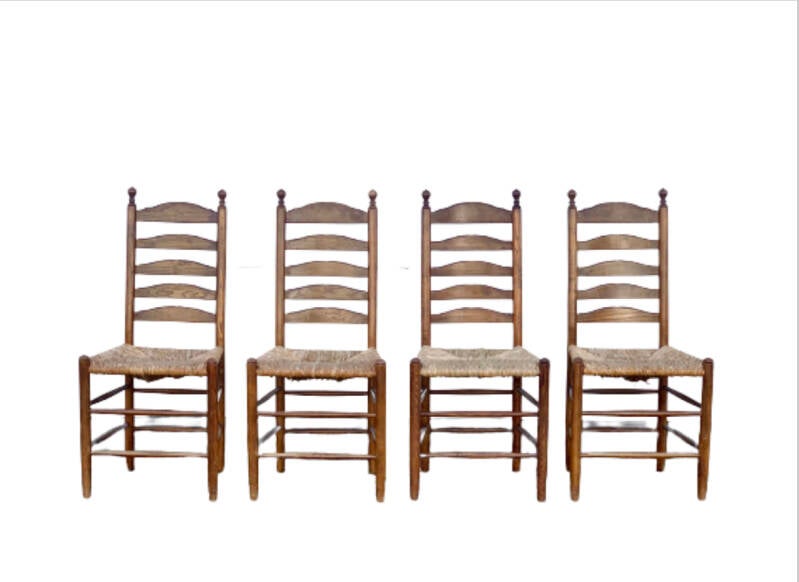 Eikenhouten Eetkamerstoelen Met Rieten Zittingen 