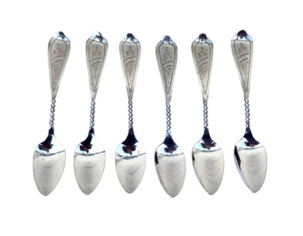 Zilveren Mokka Lepeltjes (6)