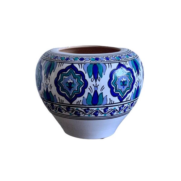 Blauw Witte | Aardewerk Bloempot