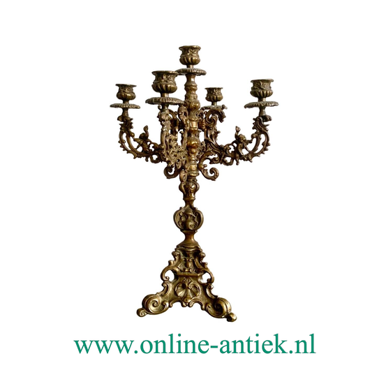 Bronzen Vijf-lichts Kandelaar Met Engelen