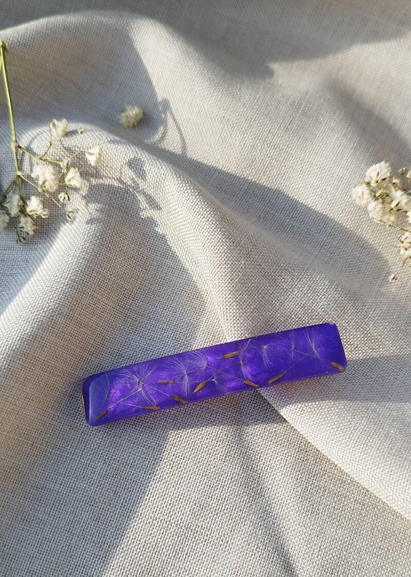 Barrette fine Dandelion violet