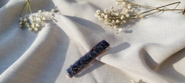 Barrette  fine Dandelion Bleu Nuit