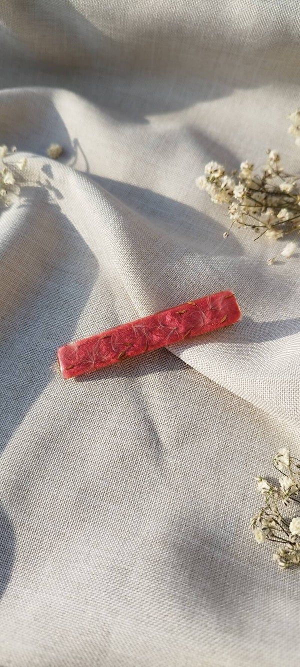Barrette fine Dandelion Rouge