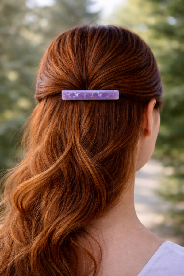 Barrette fine Dandelion violet