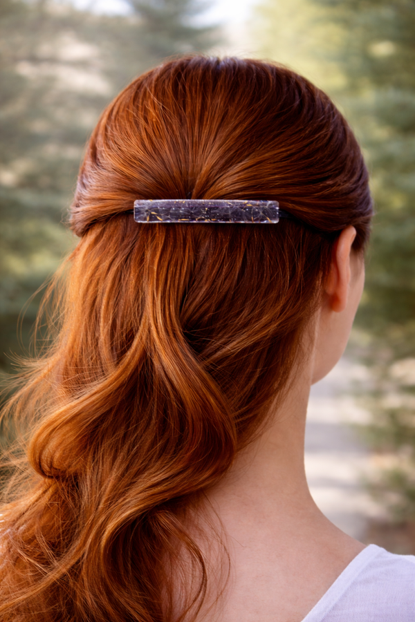 Barrette  fine Dandelion Bleu Nuit