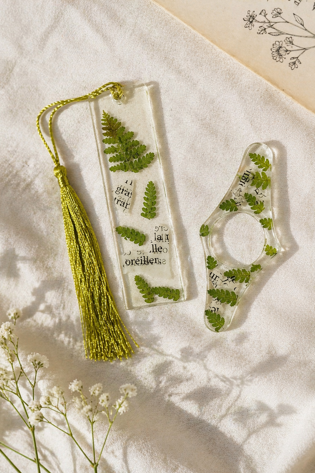 Duo marque-page et bague de lecture vert