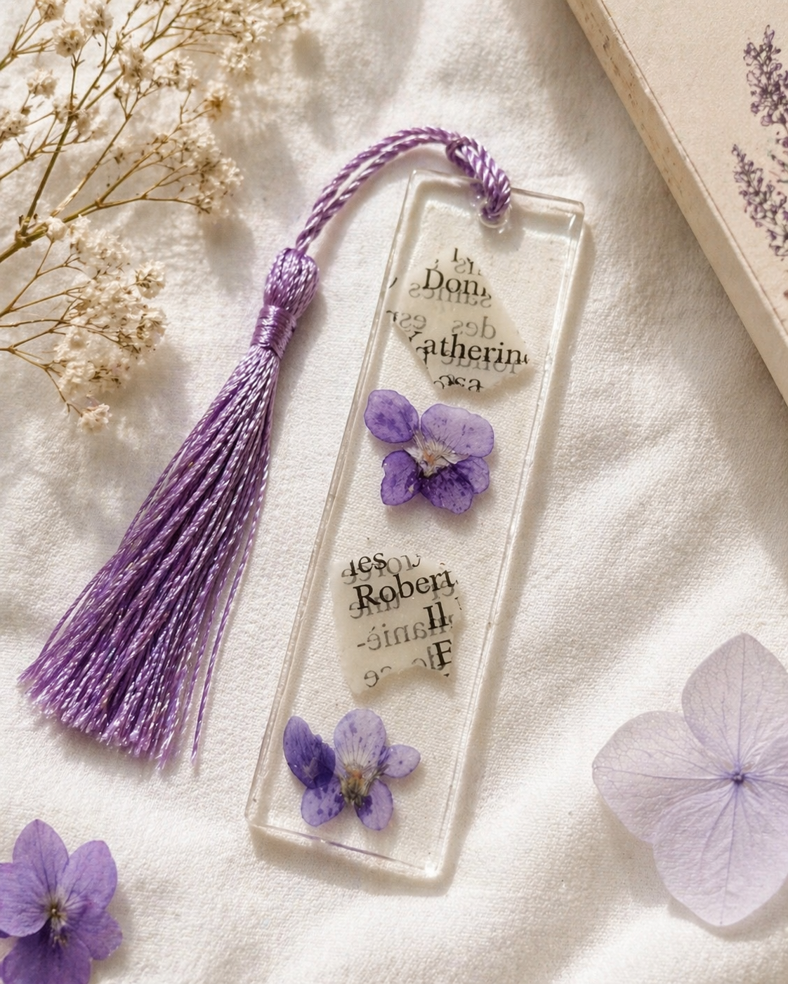 Duo marque-page et bague de lecture violet