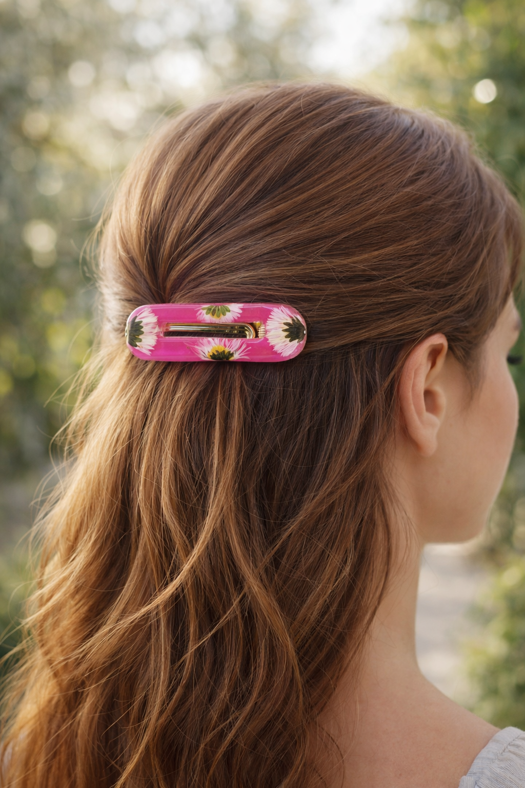 Barrette rose et Pâquerettes