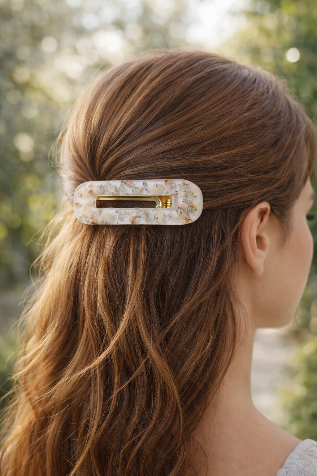 Barrette Blanche avec Gypsophile blanc