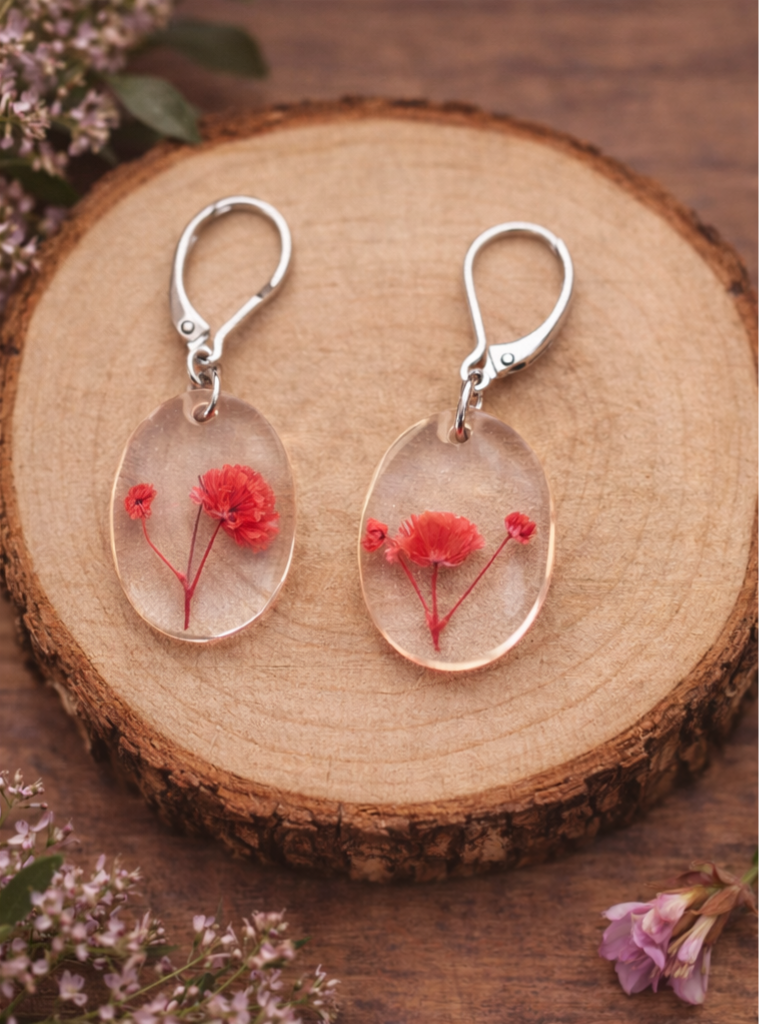 Boucle d'oreille Célia rouge