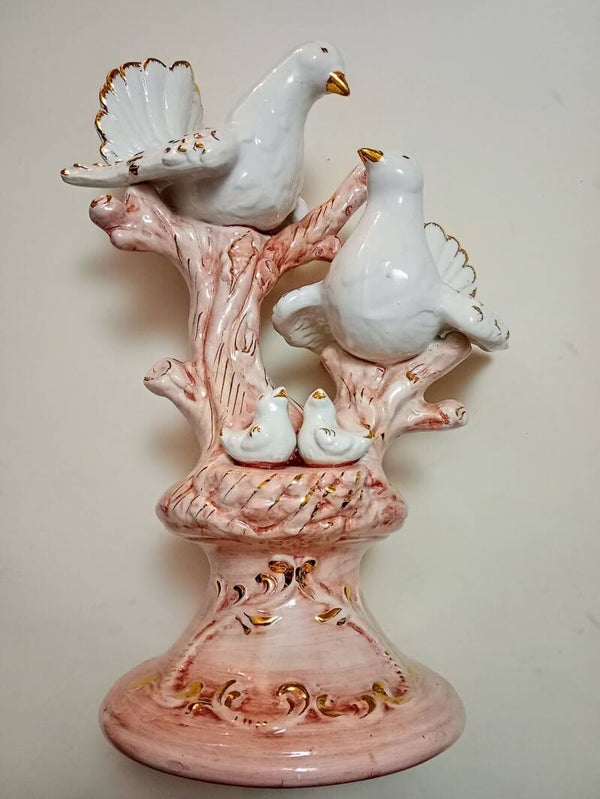 Vintage Capodimonte Porcelain "Dove Family" Sculpture & Lamp Base Project