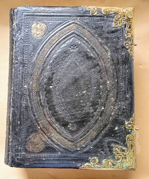 Victorian Folio Family Bible with Scott & Henry Commentaries – Securely Bound/Restored, Recorded Family History (c. 1860s–1880s)