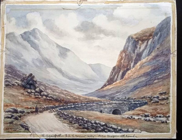 B. B. Measham — Large Original Mountain Landscape with Bridge & Pathway 1929