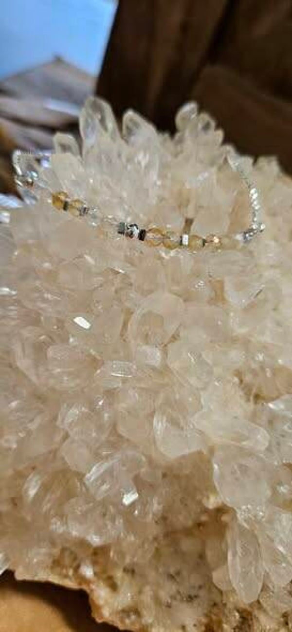 verzilverde Citrien armband