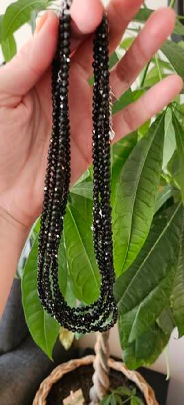 zwarte Toermalijn ketting, facet geslepen