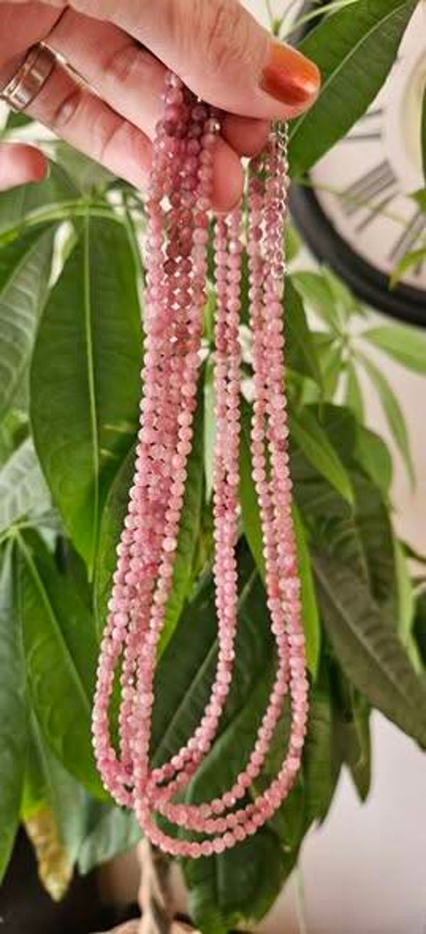 Roze Toermalijn facet geslepen kettingen