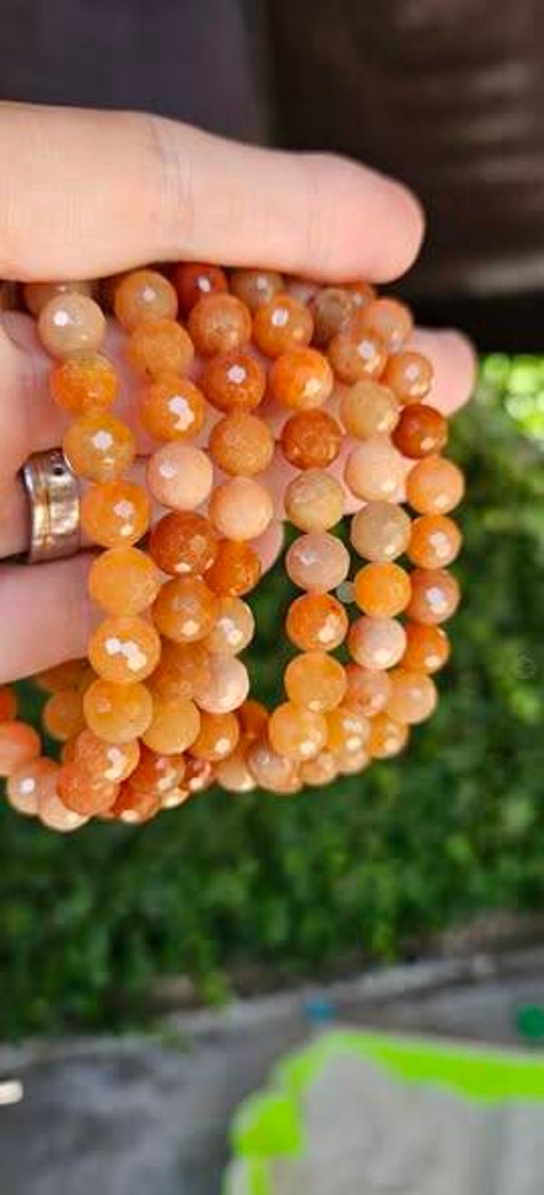Oranje aventurijn armbanden facet geslepen 8 mm