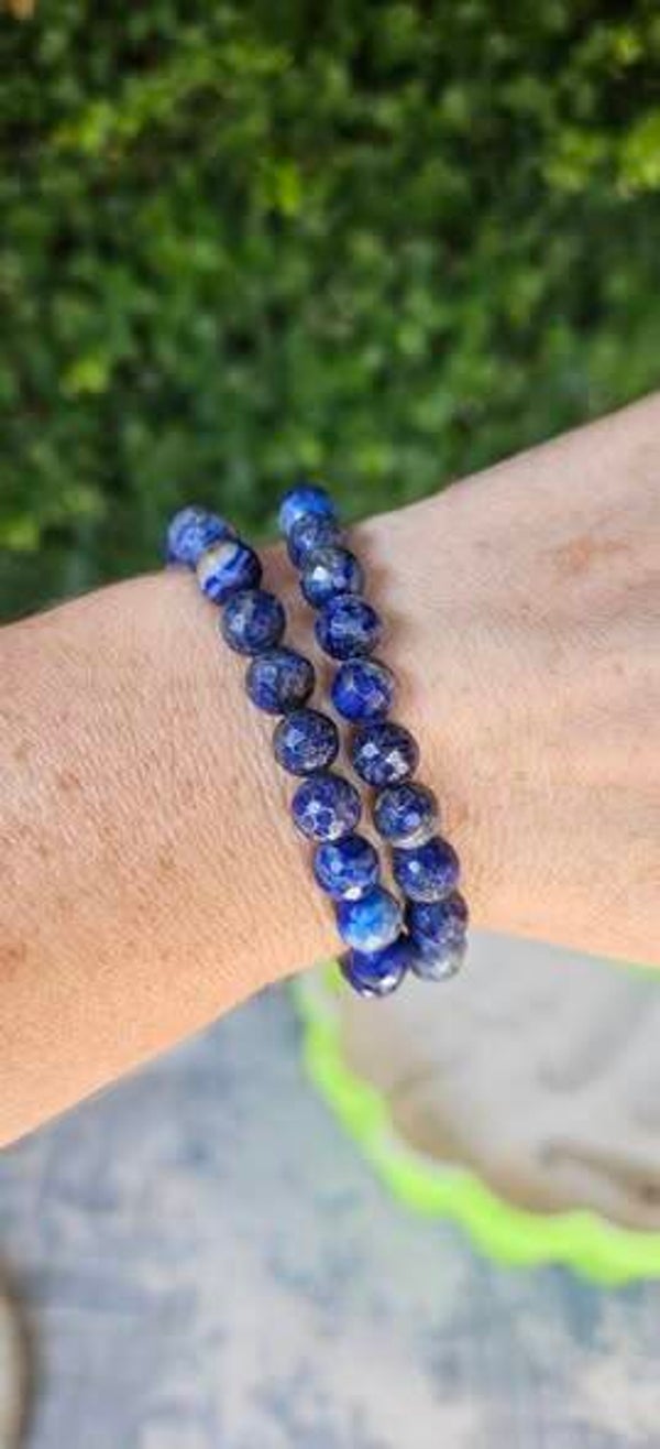 Lapis lazulli facet geslepen armbanden 8 mm