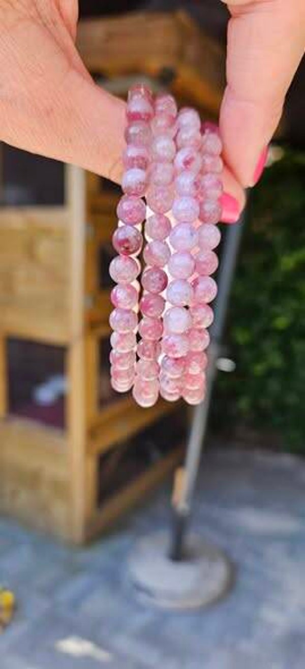 Roze toermalijn , Rubeliet armbandjes 6 mm