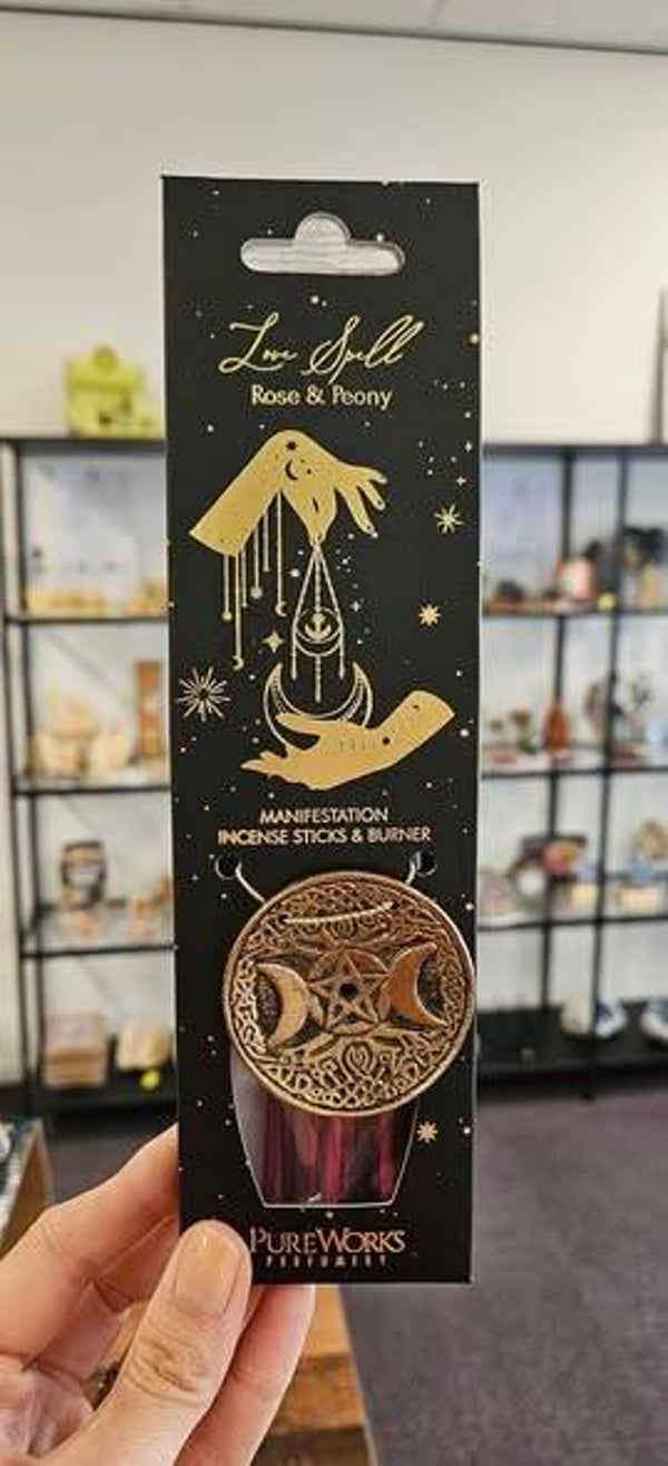 manifestatie Love spell wierook met prachtige houder