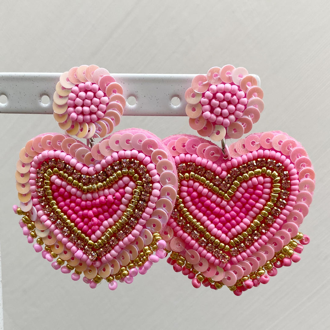 statement oorbellen festive heart pink