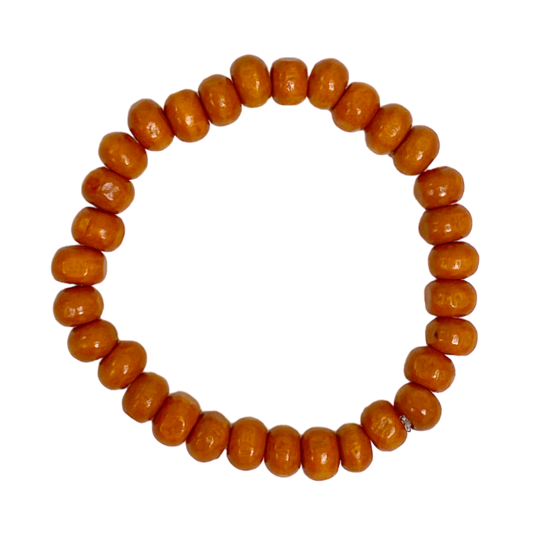 hout armbandje oranje rood