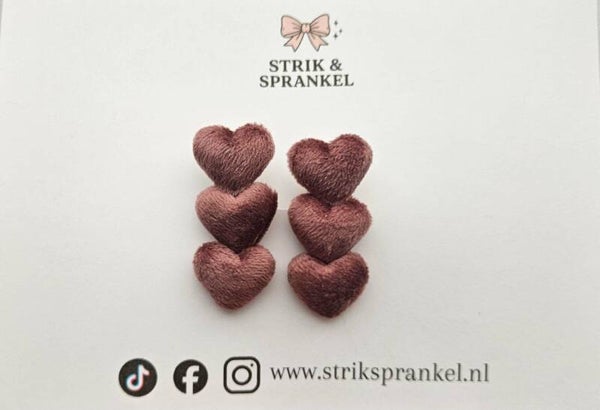Haarspeldje hartjes bruin/roze