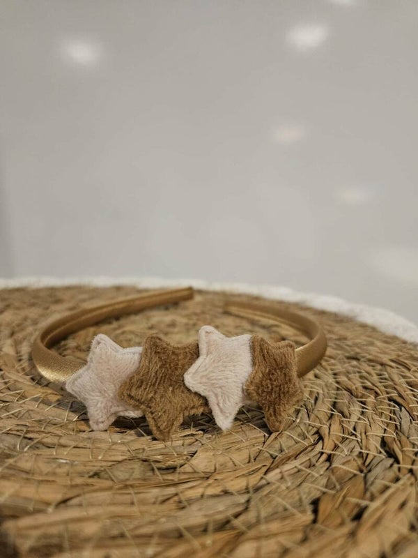 Diadeem sterretjes zacht bruin/lichtbruin