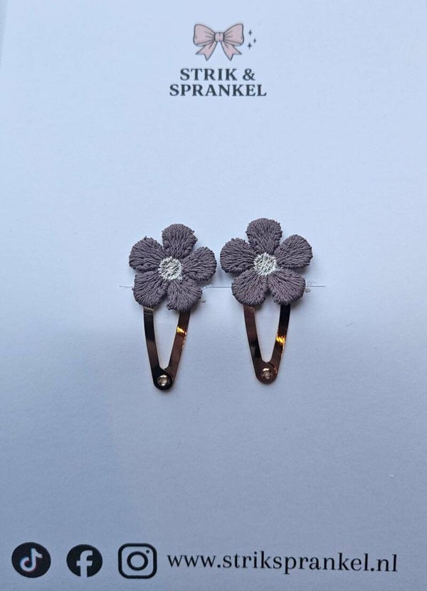 Haarspeldje bloemetjes bruinig