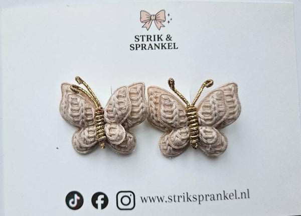 Haarspeldje vlinder beige