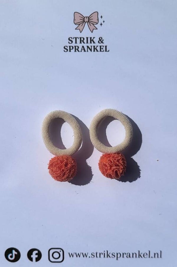 Haarelastiek ponpon oranje
