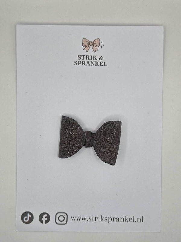 Alligator speldje strik bruin glitter