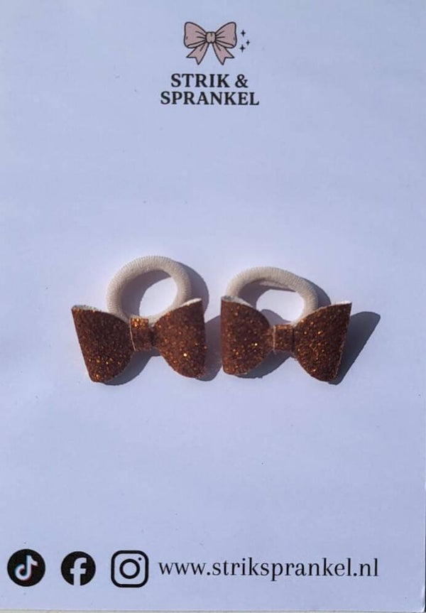 Haarelastiekjes strikken glitter oranje