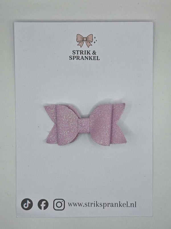 Alligator speldje strik roze glitter