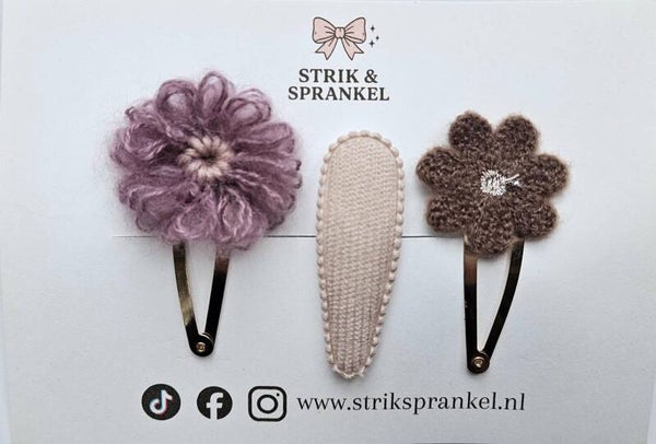 Setje haarspeldjes bruin/paars
