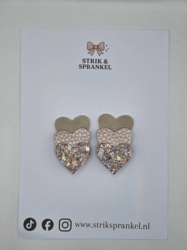 Alligator speldje beige, roze, glitter