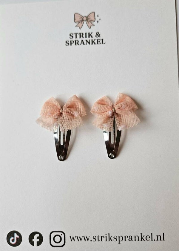 Haarspeldje mini strik zalm kleur