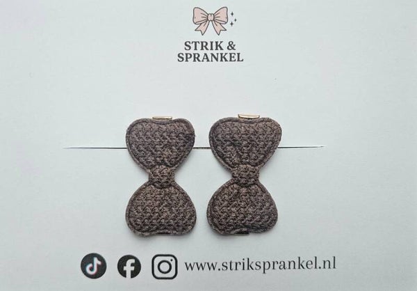 Haarspeldje strik bruin/grijs