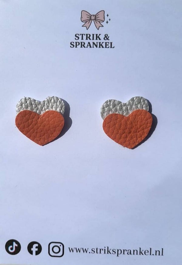 Babyspeldjes zilver oranje hartjes