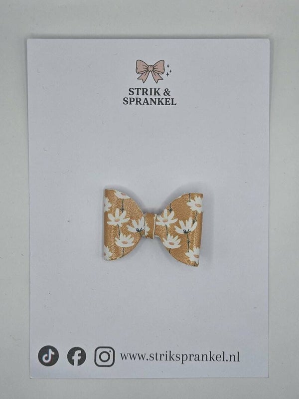 Alligator speldje strik oranje bloemen