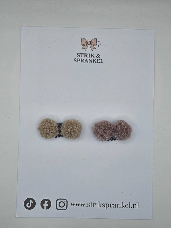 Antislipspeldje ponpons beige en paars.