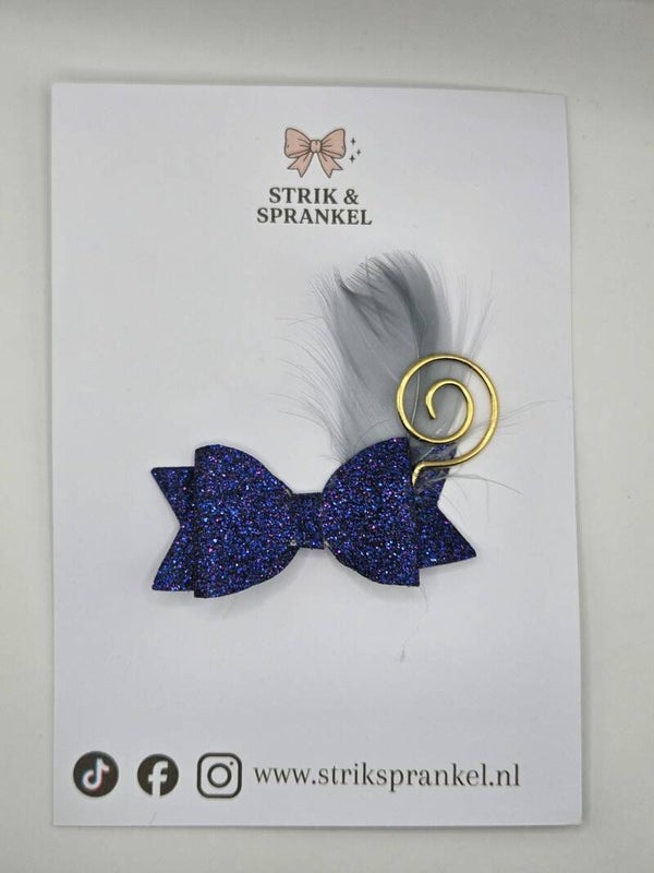 Sinterklaas strik blauw glitter
