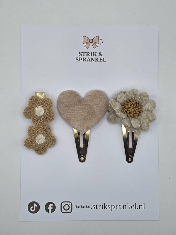 Haarspeldje setje Beige Bloom