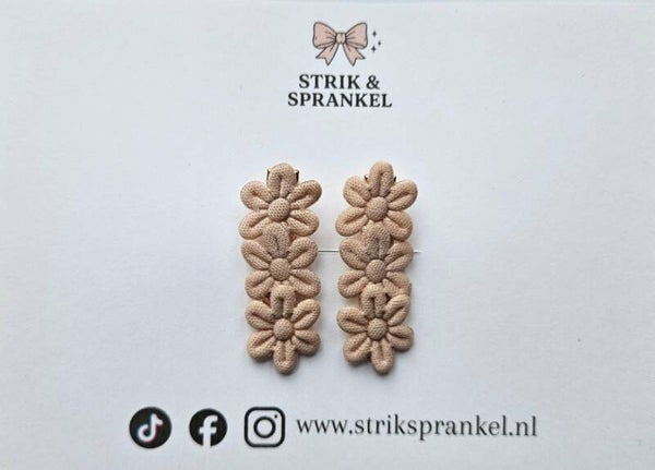 Haarspeldje alligator bloemetjes beige