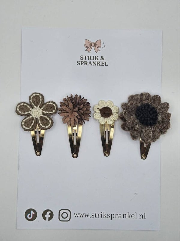 Haarspeldjes setje Choco & Cream Blooms