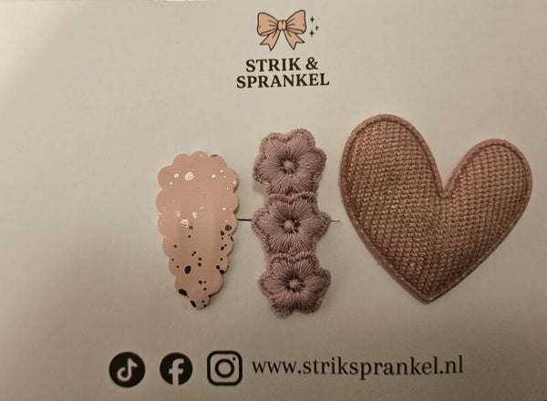 Setje haarspeldjes roze/ paars