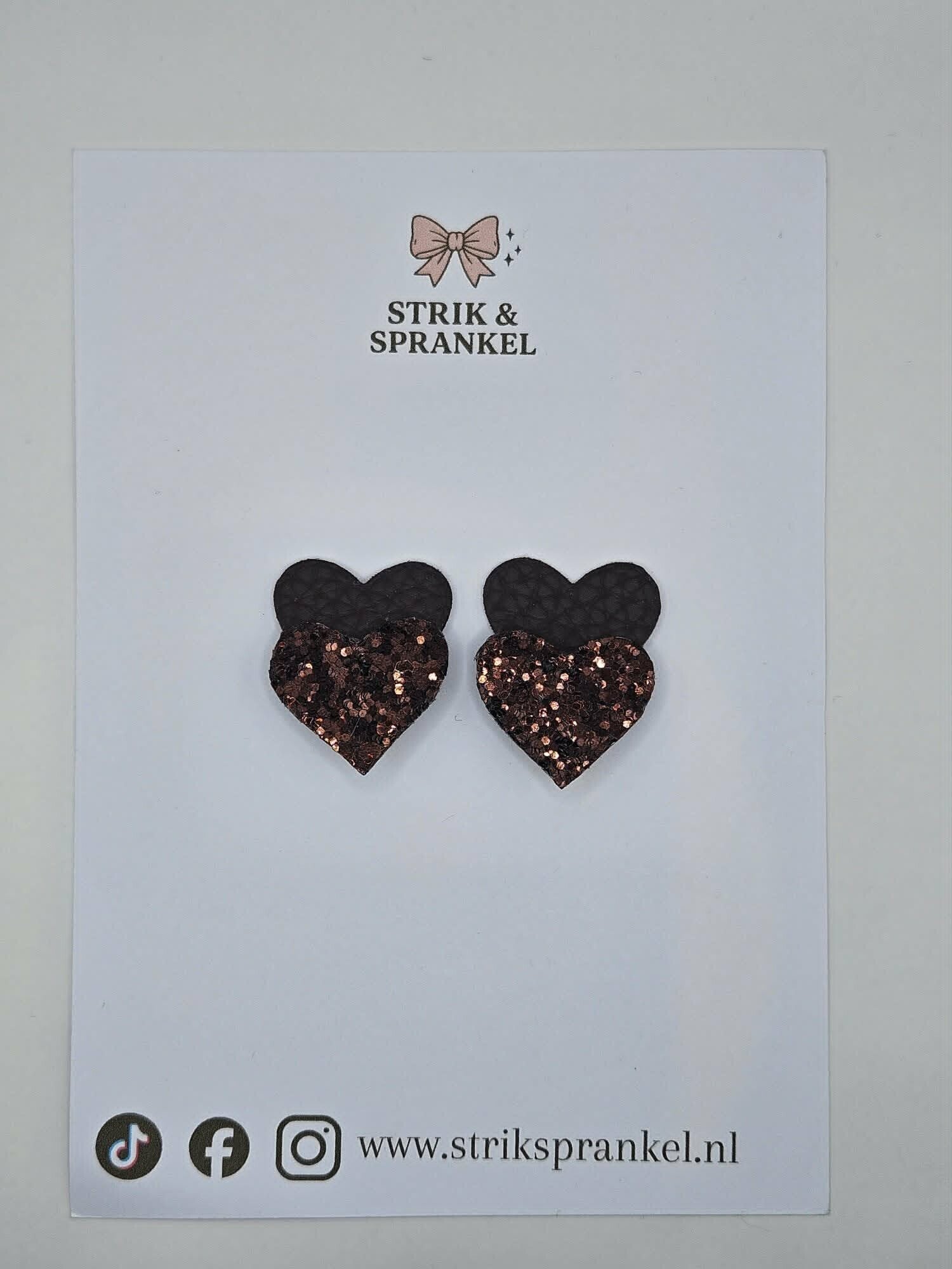Alligator speldje hartje bruin/glitter